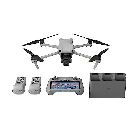 DJI Air 3 Fly More Combo with DJI RC 2 (screen remote controller), Drone with Medium Tele & Wide-Angle Dual Primary Cameras for Adults 4K HDR, 46-Min Max Flight Time, 48MP, O4, Two Extra Batteries